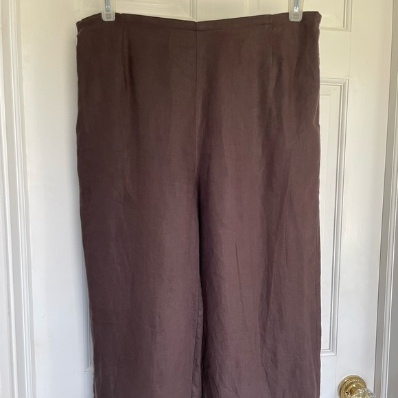 Deep espresso brown, Valerie Stevens, petite large linen pants - Picture 1 of 6